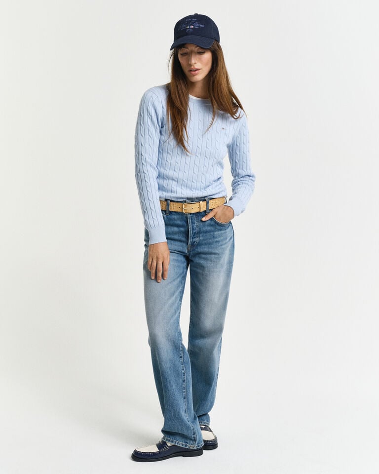 Gant Jersey De Cuello Redondo Y Punto De Ochos En Algodón Elástico