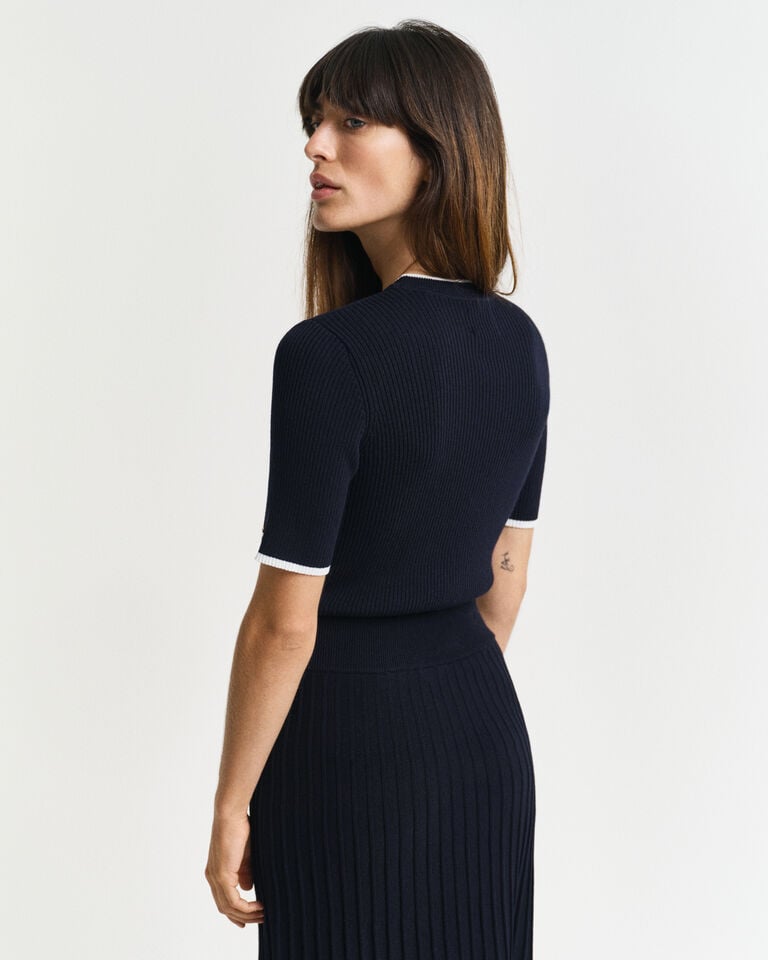 Gant Jersey De Manga Corta Y Cuello Redondo Con Canalé En Contraste