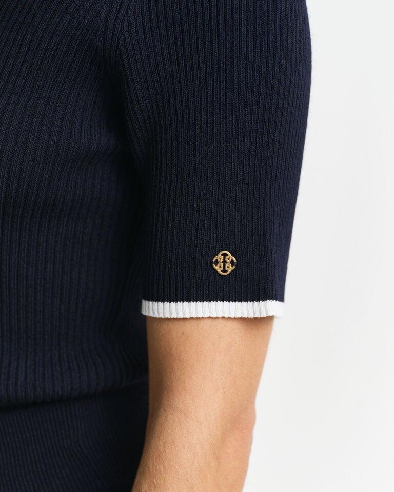 Gant Jersey De Manga Corta Y Cuello Redondo Con Canalé En Contraste