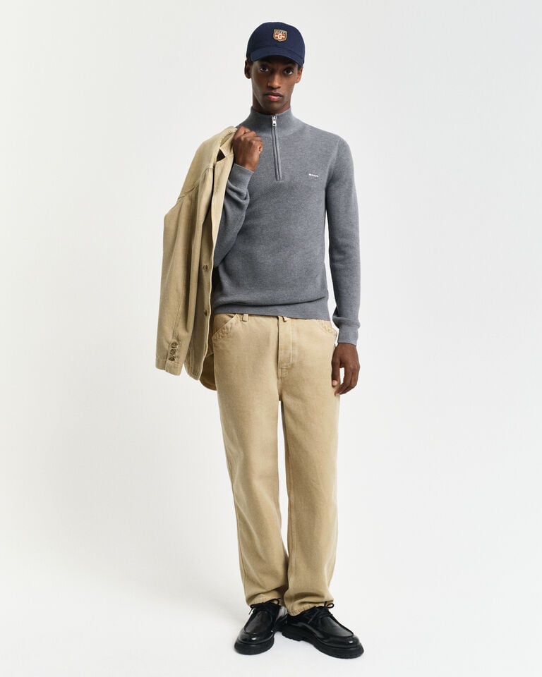 Gant Jersey De Piqué De Algodón Con Media Cremallera