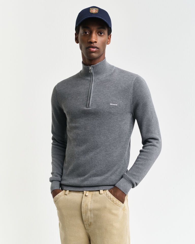 Gant Jersey de piqué de algodón con media cremallera