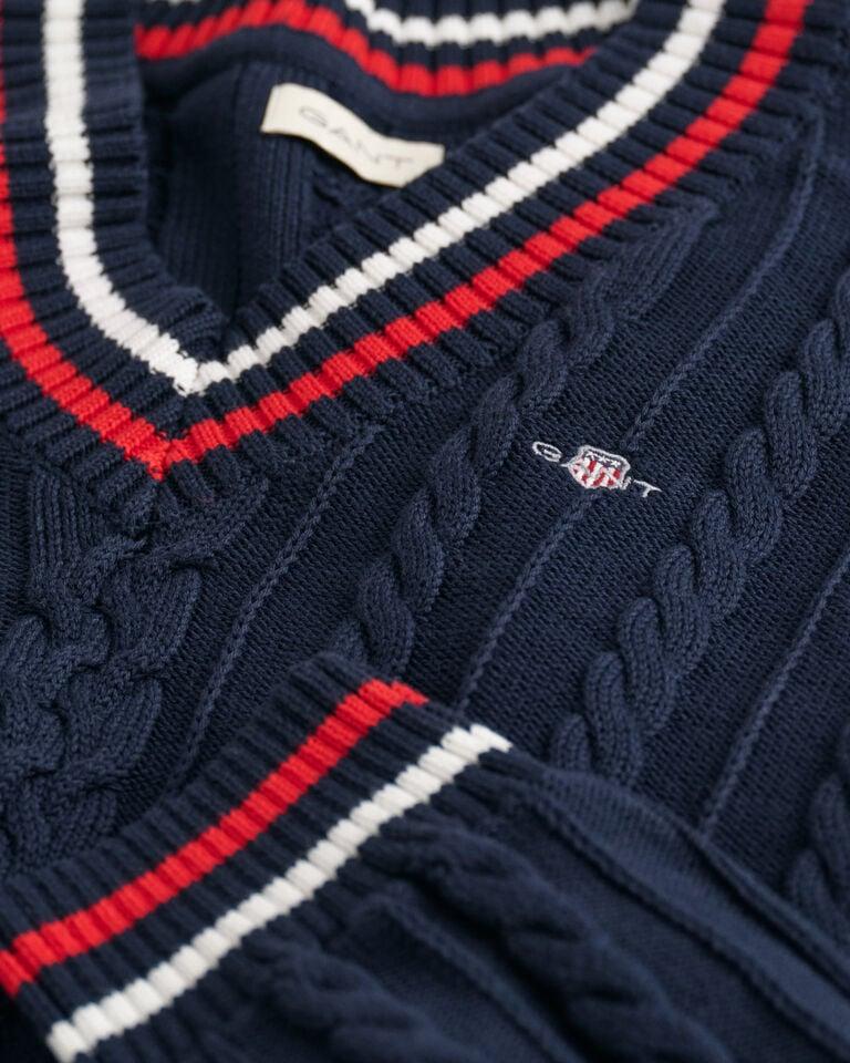 Gant Jersey De Punto De Ochos A Rayas Con Cuello De Pico Teens