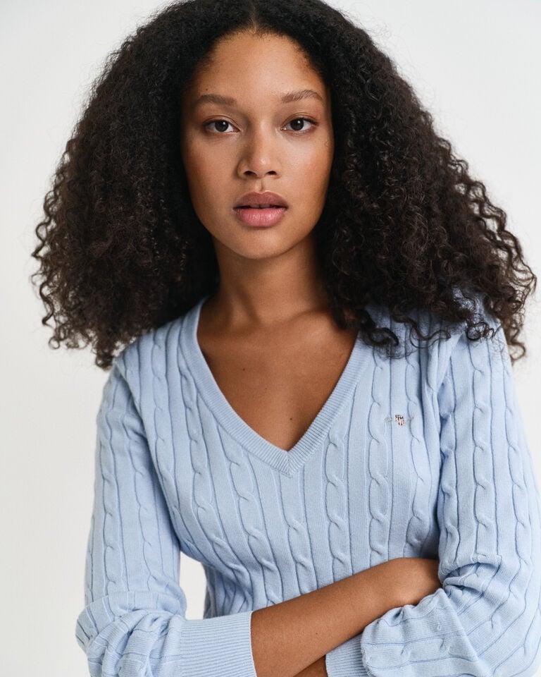 Gant Jersey De Punto De Ochos Con Cuello De Pico En Algodón Elástico