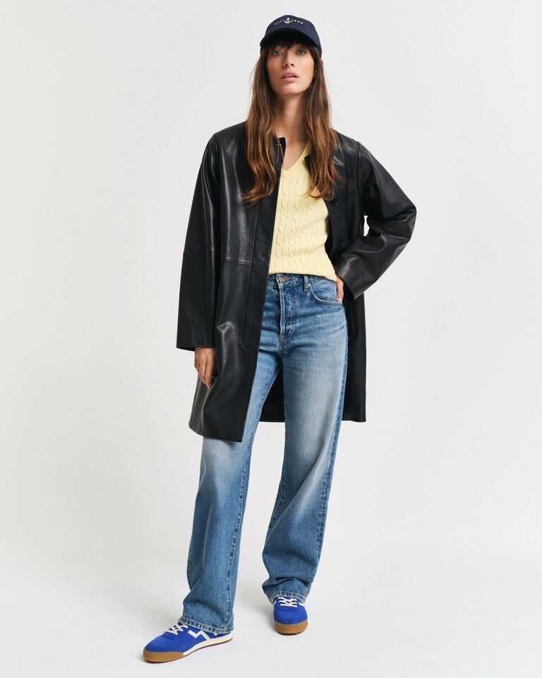 Gant Jersey De Punto De Ochos Con Cuello De Pico En Algodón Elástico