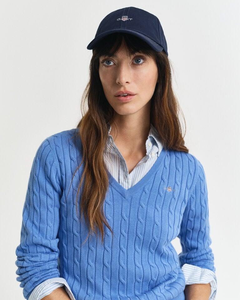 Gant Jersey De Punto De Ochos Con Cuello De Pico En Algodón Elástico