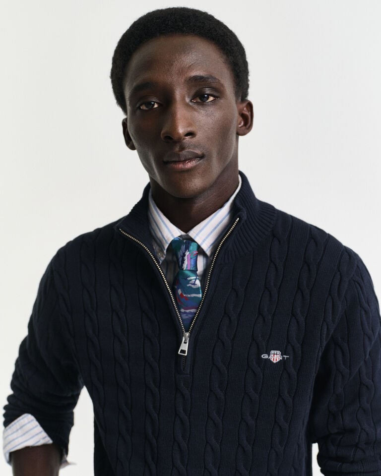 Gant Jersey De Punto De Ochos De Algodón Con Media Cremallera