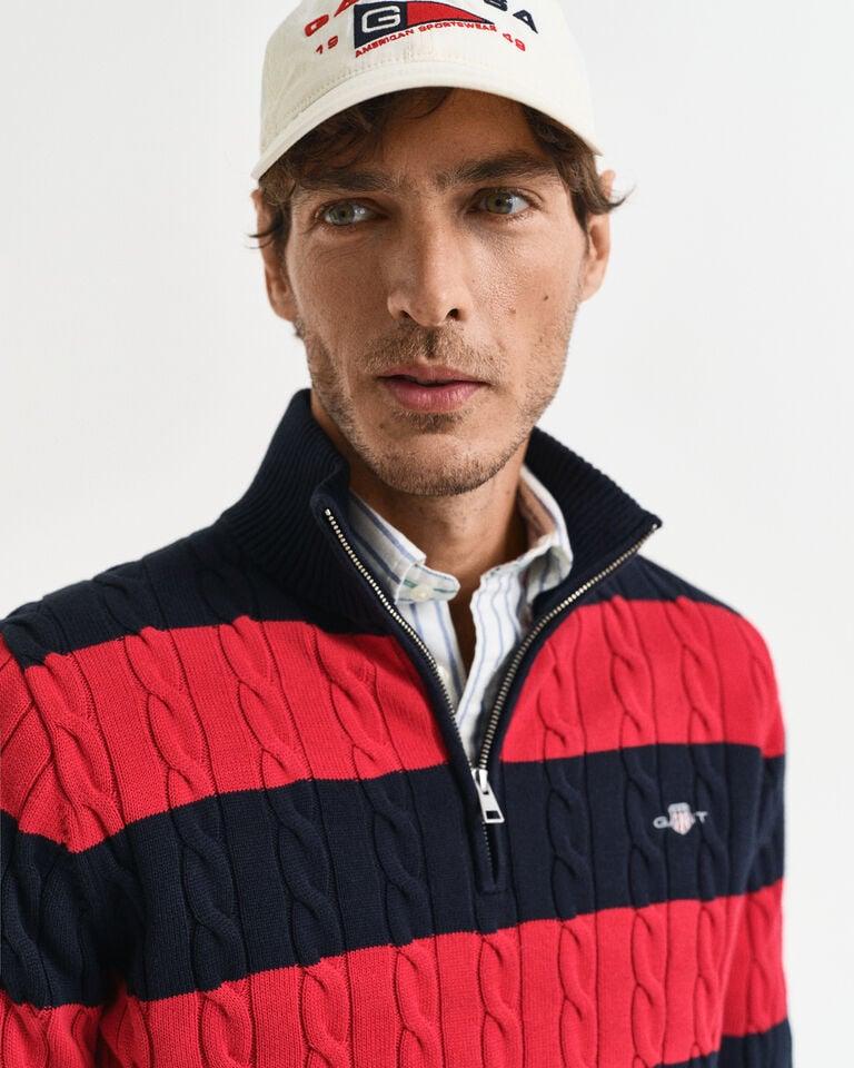 Gant Jersey De Punto De Ochos En Algodón De Rayas Con Media Cremallera