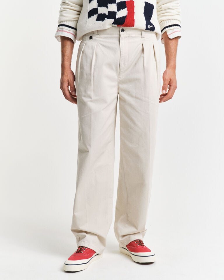 Gant Pantalones Chinos De Pinzas Relaxed Fit En Sarga De Algodón