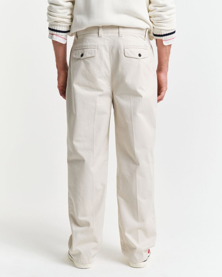 Gant Pantalones Chinos De Pinzas Relaxed Fit En Sarga De Algodón