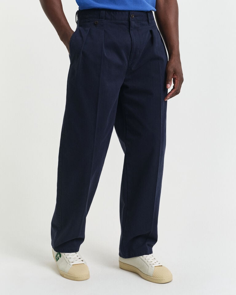 Gant Pantalones Chinos De Pinzas Relaxed Fit En Sarga De Algodón