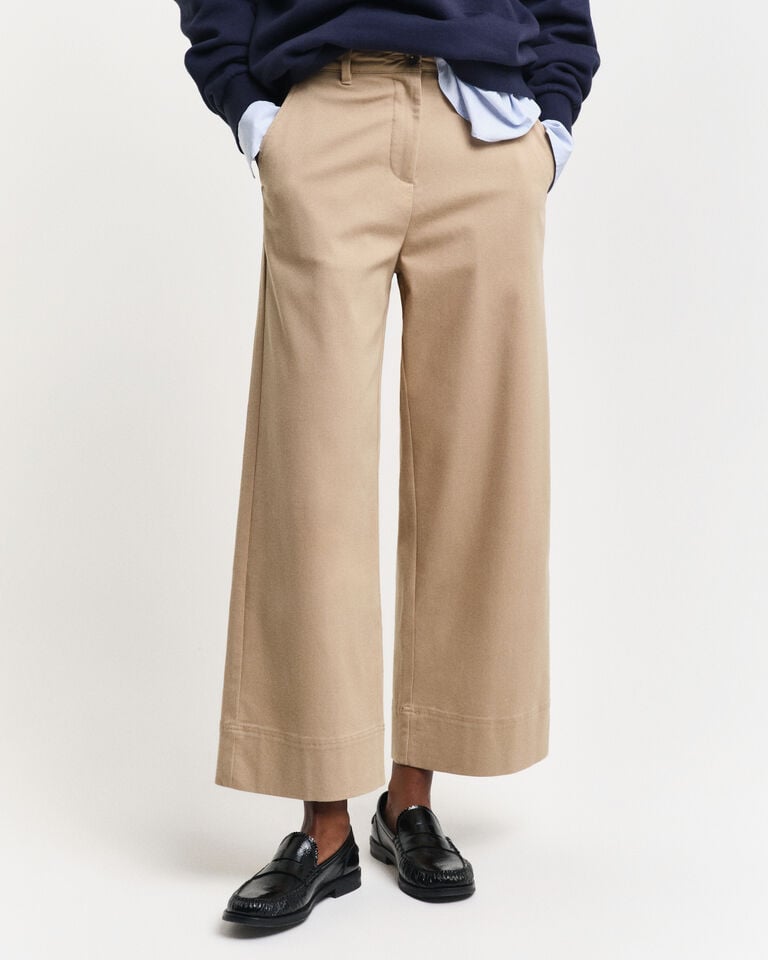 Gant Pantalones De Algodón Con Pernera Ancha De Largo Tobillero