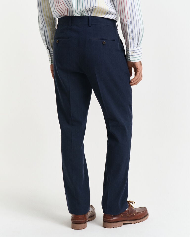 Gant Pantalones De Traje Slim Fit En Algodón Y Lino