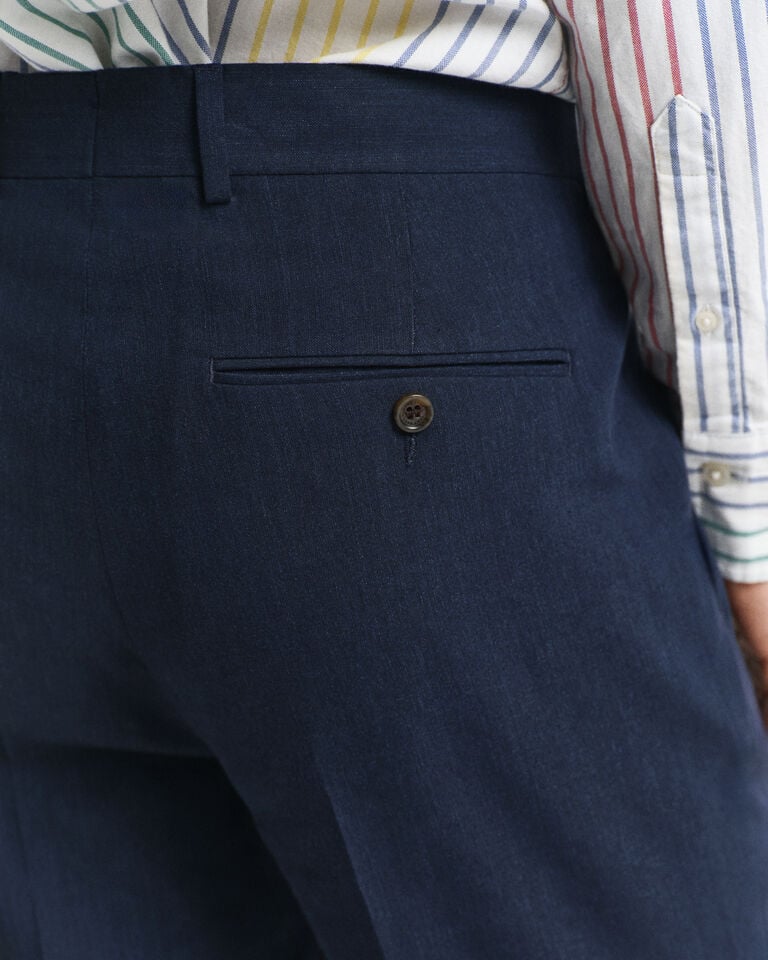 Gant Pantalones De Traje Slim Fit En Algodón Y Lino