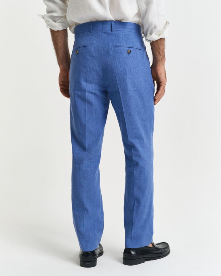 Gant Pantalones De Traje Slim Fit En Algodón Y Lino