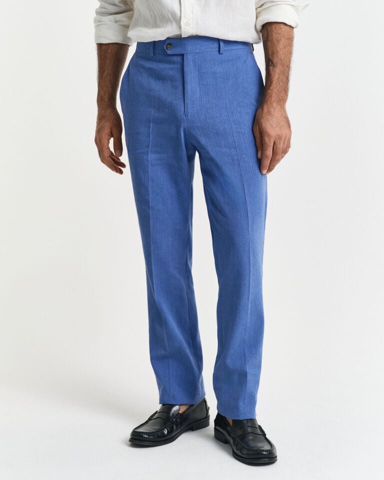 Gant Pantalones De Traje Slim Fit En Algodón Y Lino