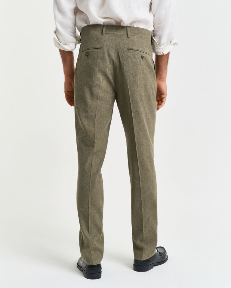 Gant Pantalones De Traje Slim Fit En Algodón Y Lino