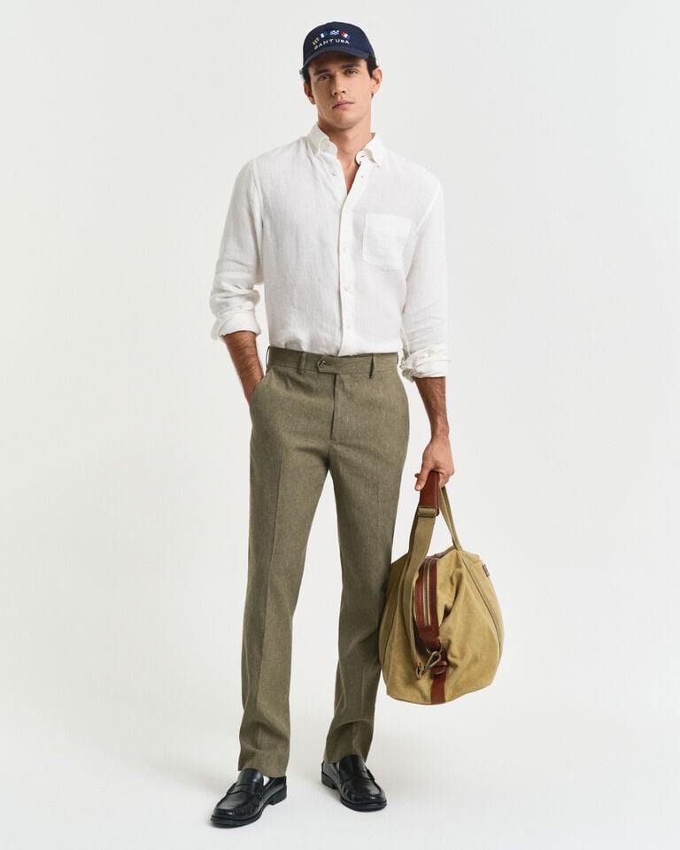 Gant Pantalones de traje Slim Fit en algodón y lino