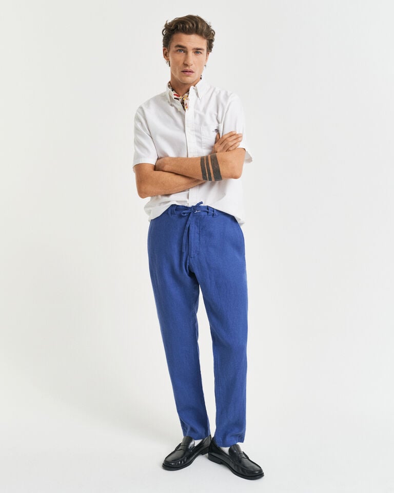 Gant Pantalones Relaxed Fit de lino con cordón ajustable