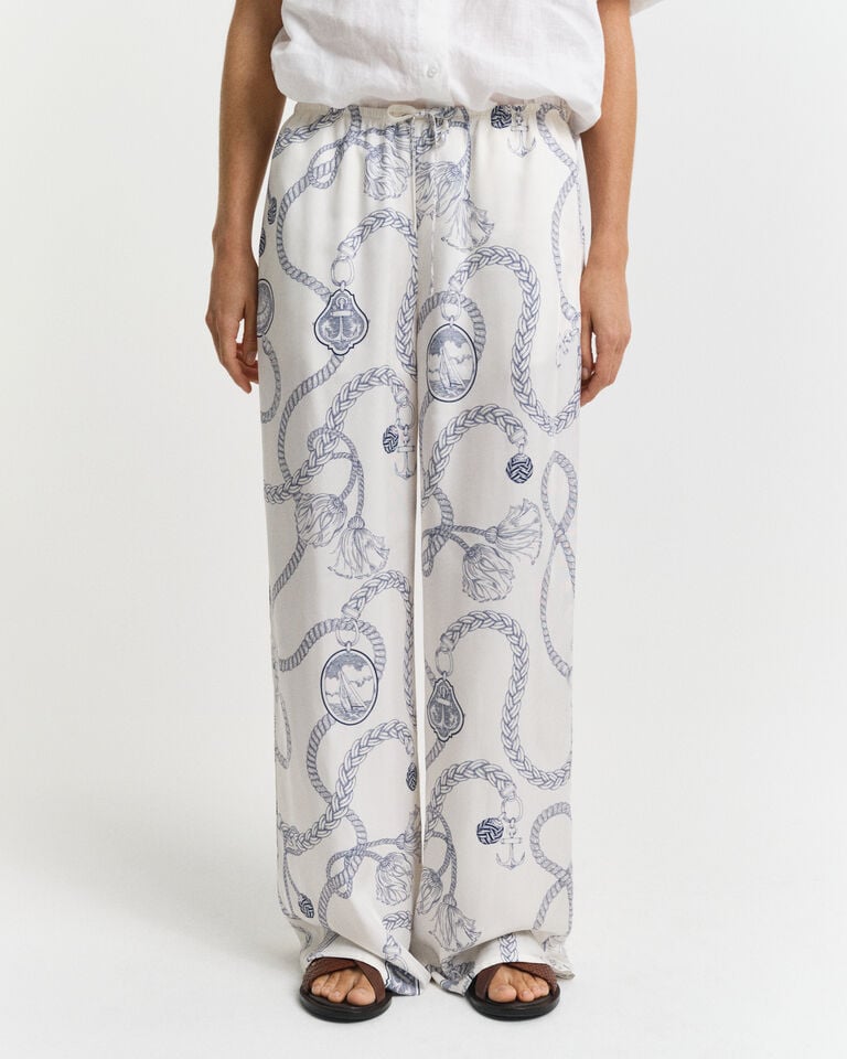 Gant Pantalones Relaxed Fit Sailing Print Con Cordón Ajustable