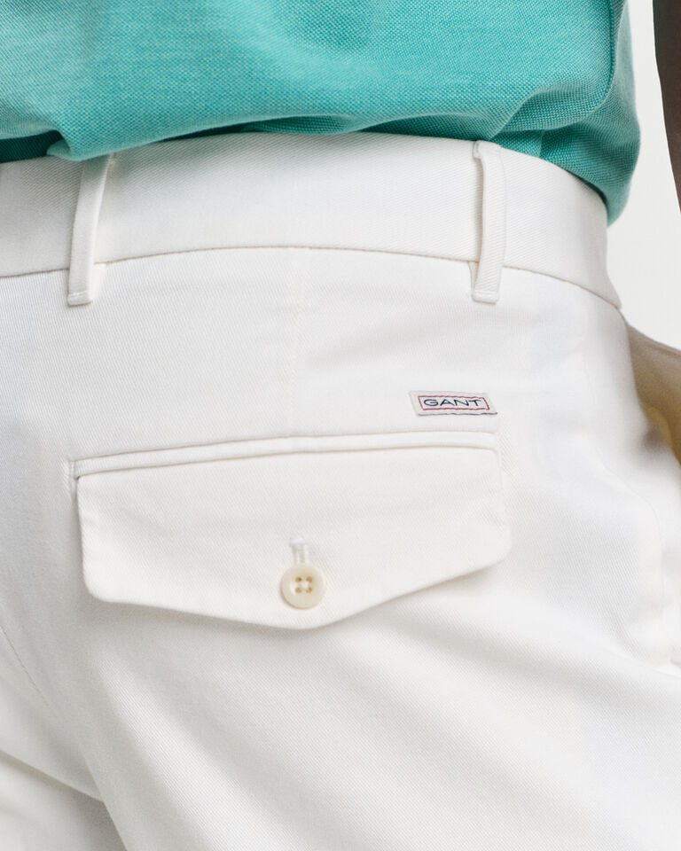 Gant Pantalones Slim Fit De Sarga De Algodón Ajustados En El Bajo