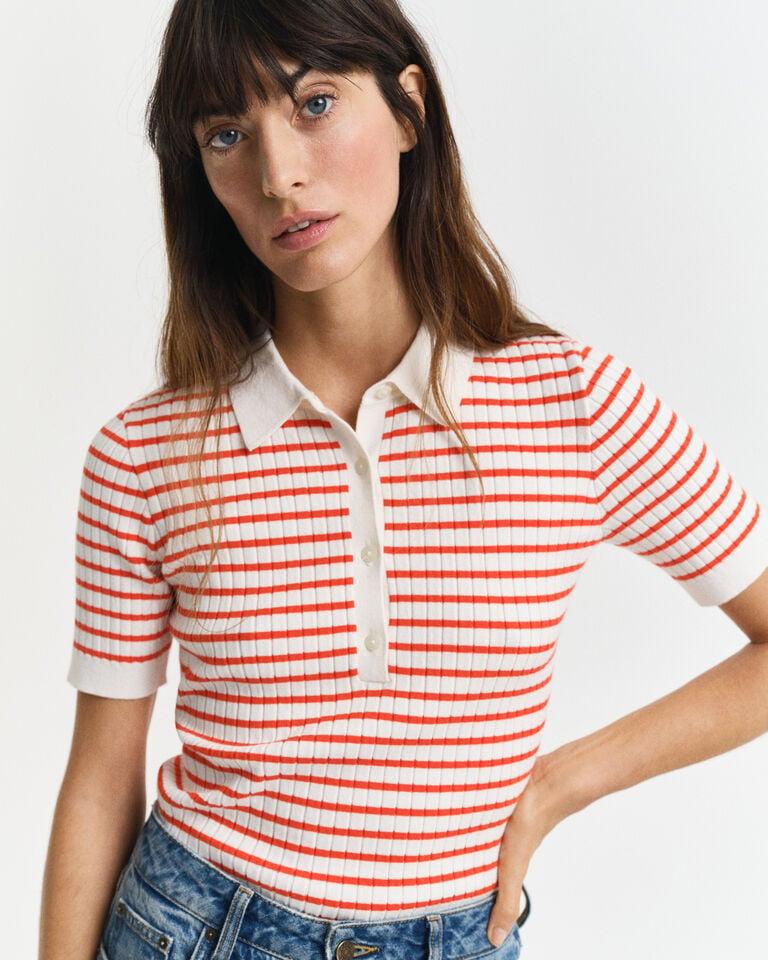 Gant Rugger De Manga Corta En Punto Acanalado A Rayas