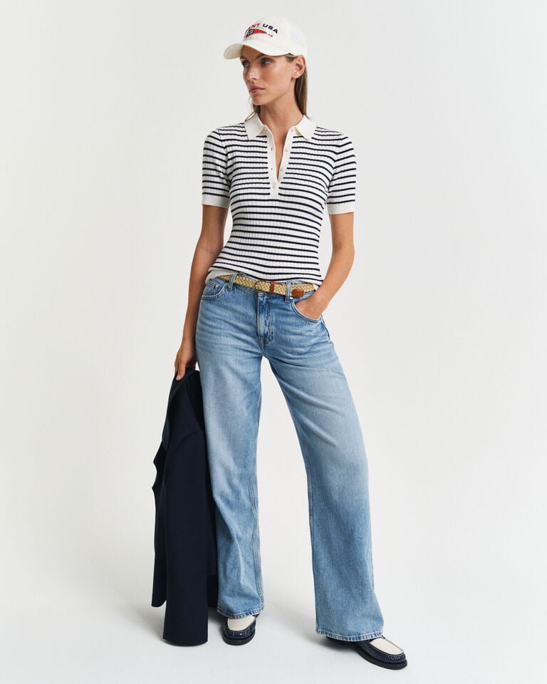 Gant Rugger De Manga Corta En Punto Acanalado A Rayas