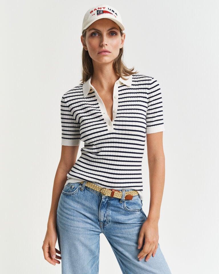 Gant Rugger de manga corta en punto acanalado a rayas