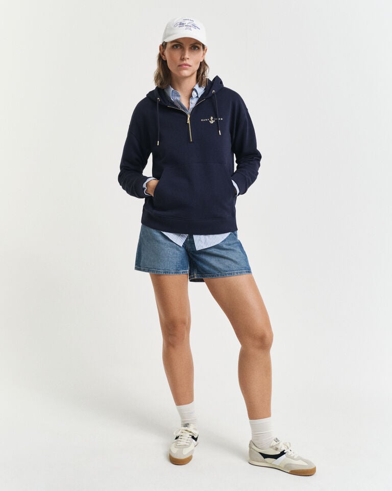 Gant Sudadera Anchor Con Bordado Capucha Y Media Cremallera