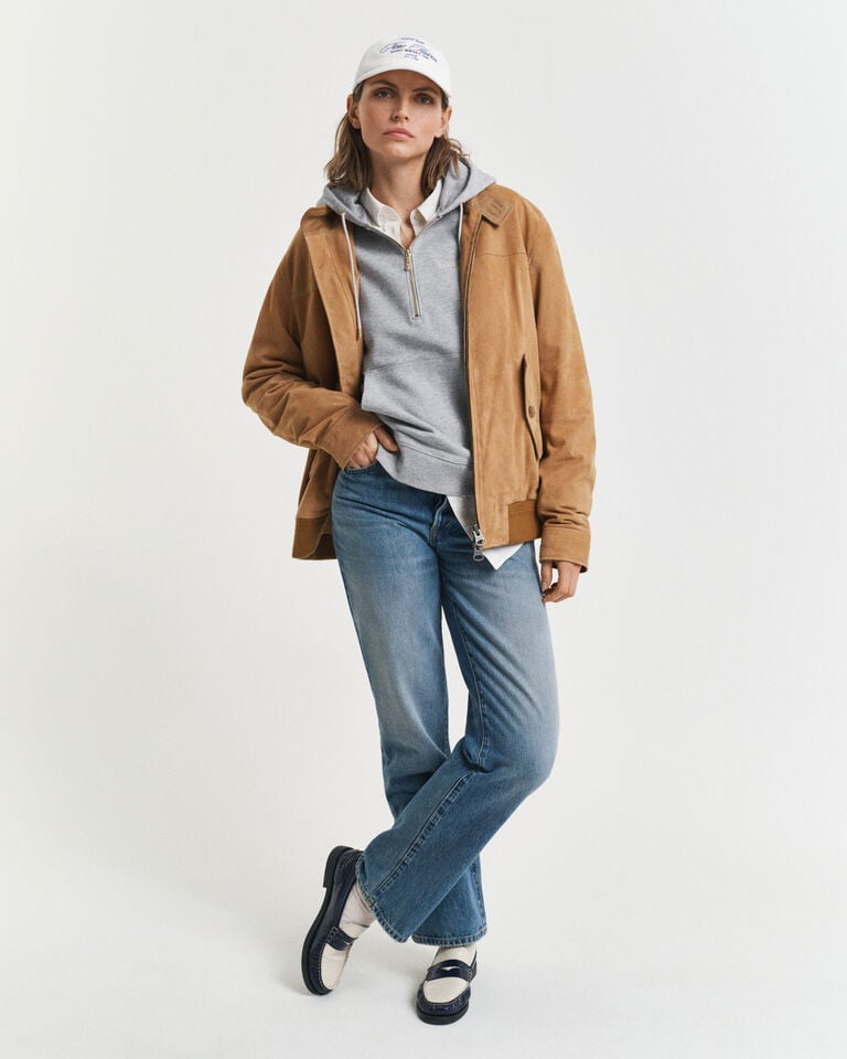 Gant Sudadera Anchor Con Bordado Capucha Y Media Cremallera