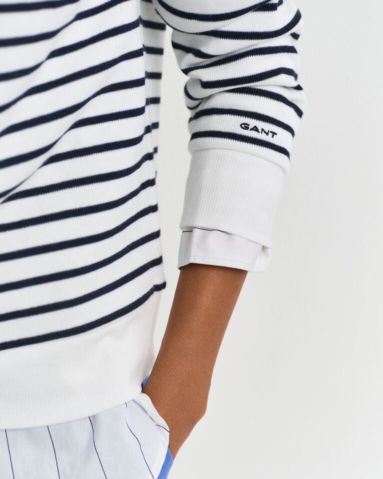 Gant Sudadera Con Media Cremallera Canalé Y Rayas Bretonas