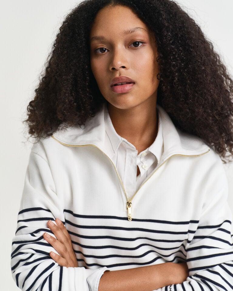 Gant Sudadera Con Media Cremallera Canalé Y Rayas Bretonas