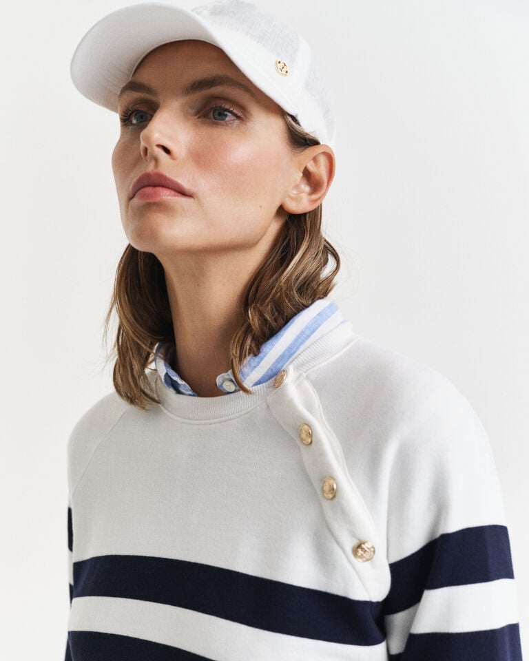 Gant Sudadera De Cuello Redondo A Rayas Con Botones Dorados