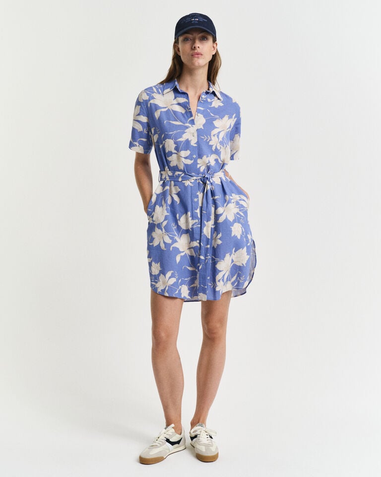 Gant Vestido Camisero De Lino Con Estampado De Flores