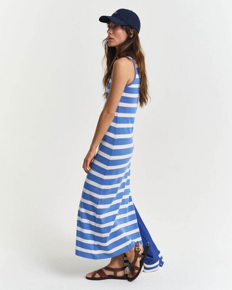 Gant Vestido Tipo Camiseta De Tirantes De Punto Midi A Rayas