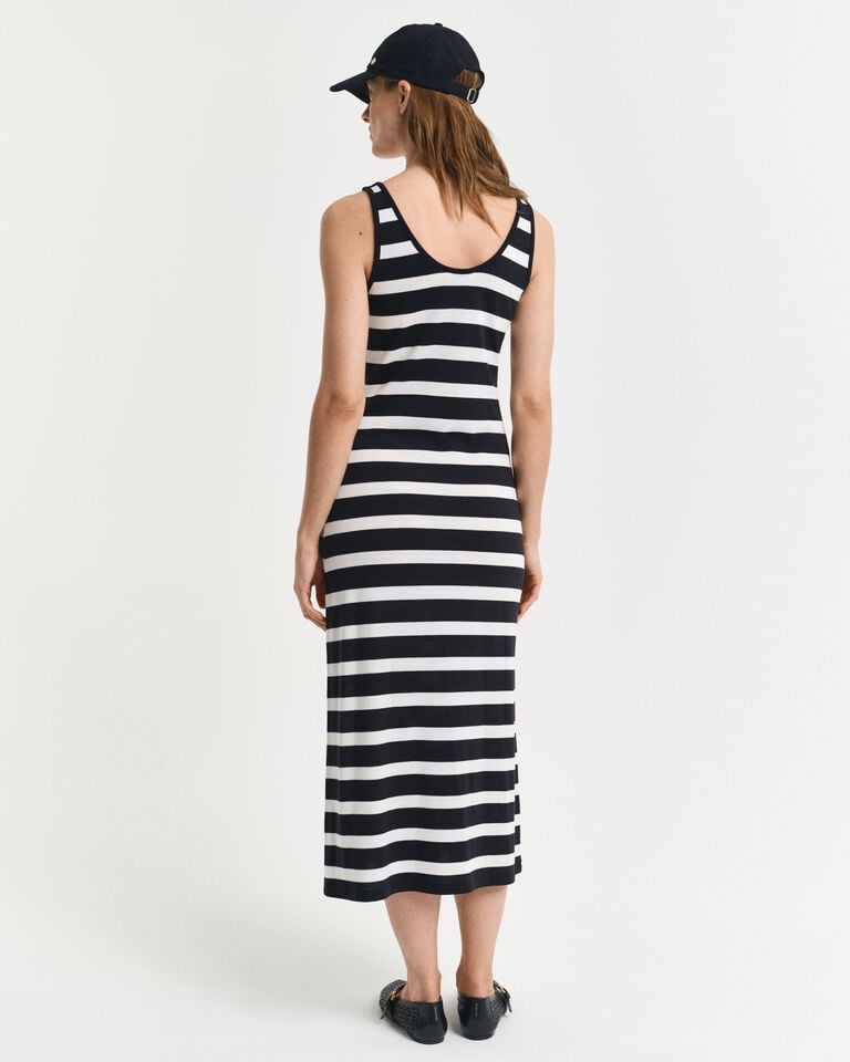 Gant Vestido Tipo Camiseta De Tirantes De Punto Midi A Rayas