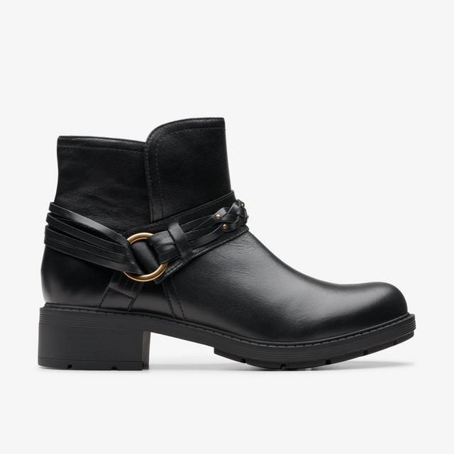 Clarks Botines de tobillo de cuero negro para mujer Hearth Kaylie