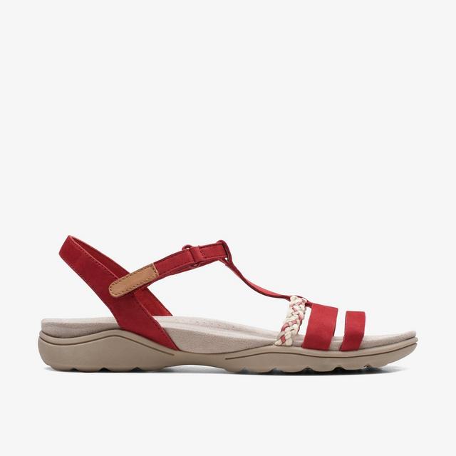 Clarks Amanda Tealite Nobuck Rojo Sandalias