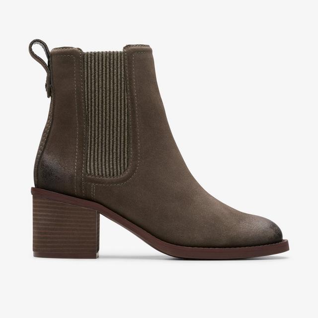 Clarks Botas Chelsea De Ante Gris Topo Para Mujer