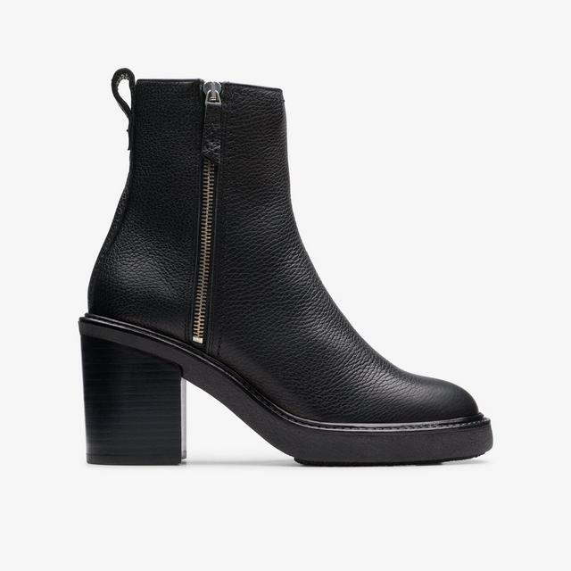 Clarks Cassiano Zip En Cuero Negro Botas