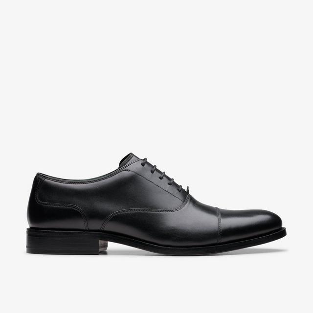 Clarks Craft James Cap En Cuero Negro Zapatos
