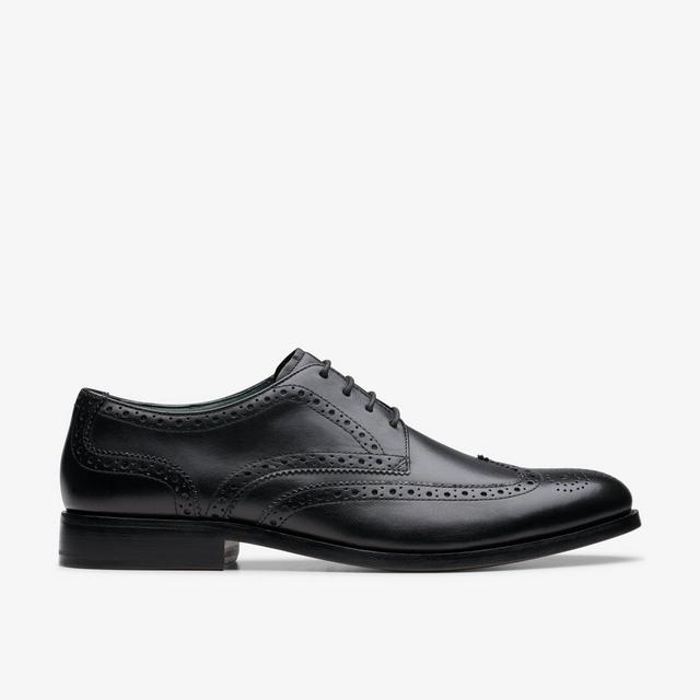Clarks Craft James Tip en cuero negro Zapatos