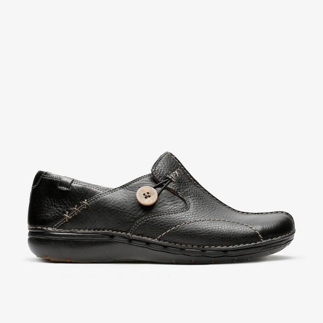 Clarks MUJERES Un Loop Cuero Negro Un Loop