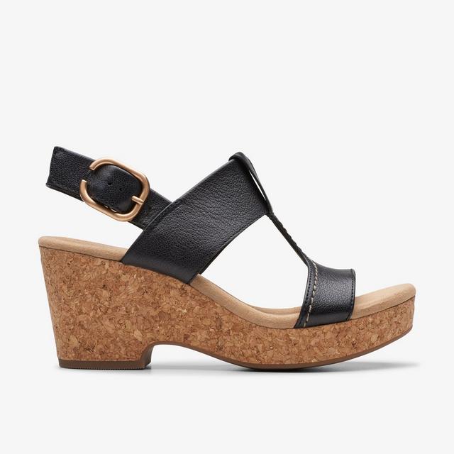 Clarks Piel Negra Estilo Giselle Sandalias