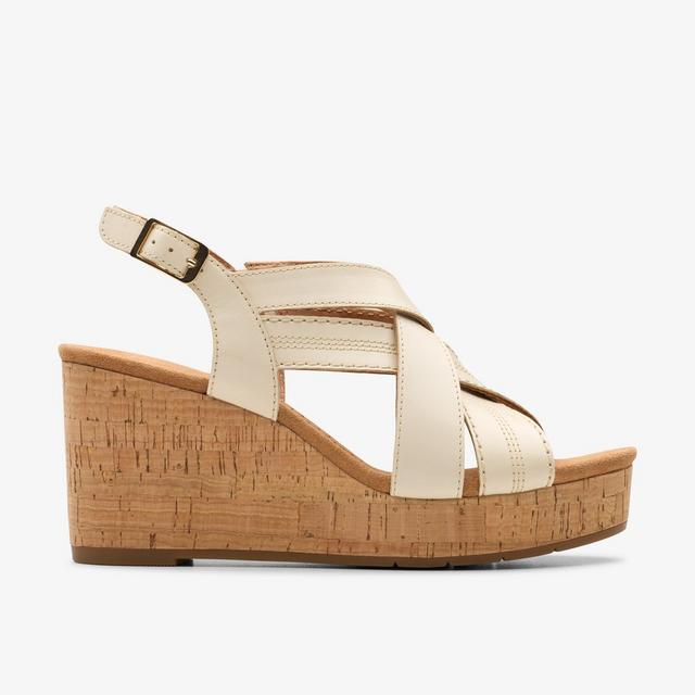 Clarks Zapatos de cuña de cuero crema para mujer