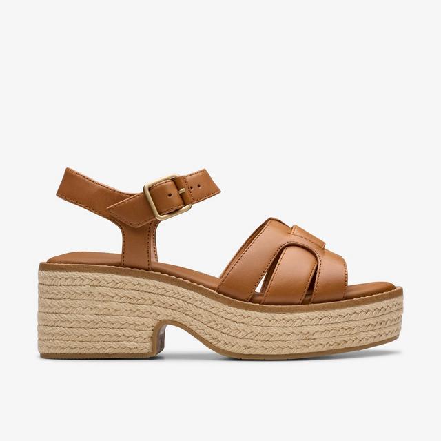 Clarks Entrada: Womens Coledale Strap Tan Leather Strappy Sandals