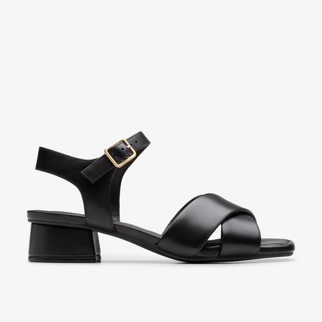 Clarks Entrada: Womens Serina35 Cross Black Heeled Sandals