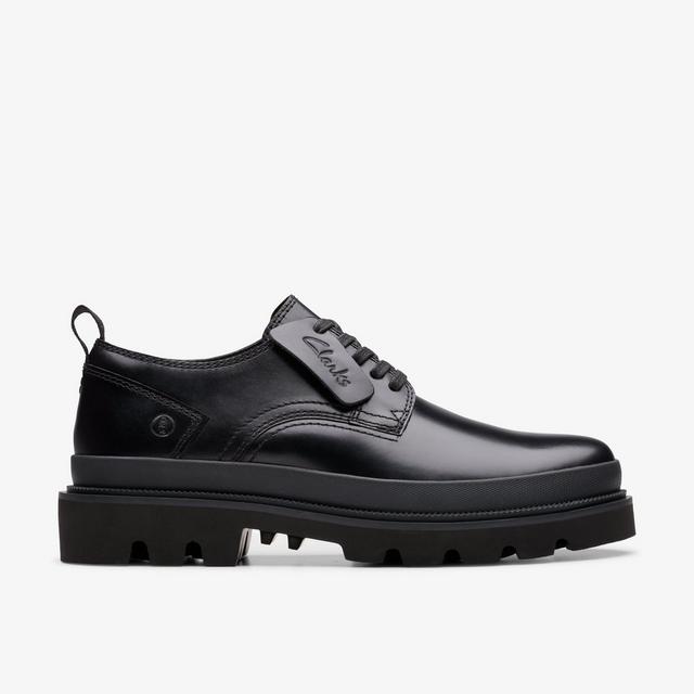 Clarks HOMBRES Badell Lace En Cuero Negro Badell Lace