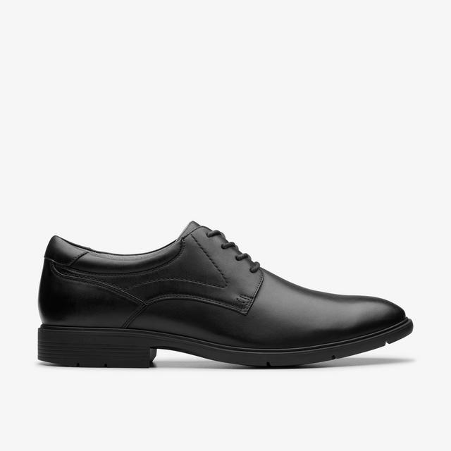 Clarks HOMBRES Eldredge Plain en cuero negro Eldredge Plain