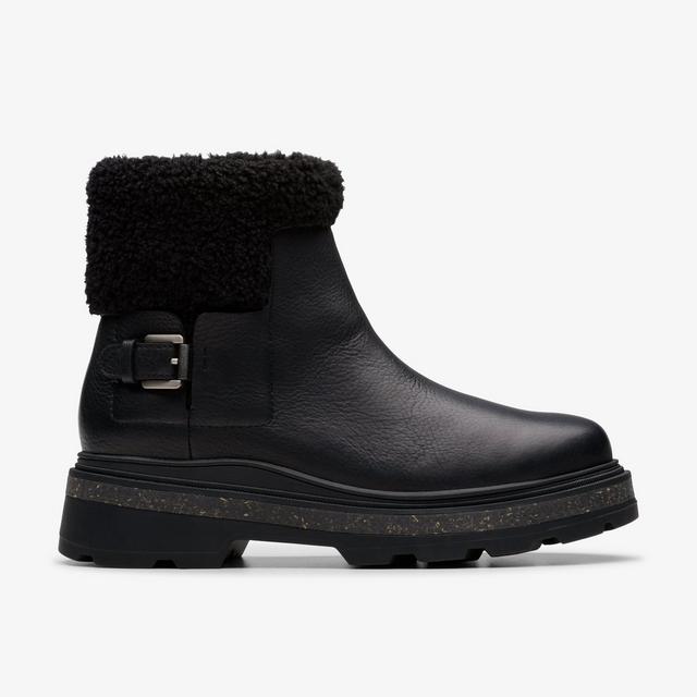 Clarks MUJERES Hencroft Madi impermeable en cuero negro con forro térmico Hencroft Madi Waterproof