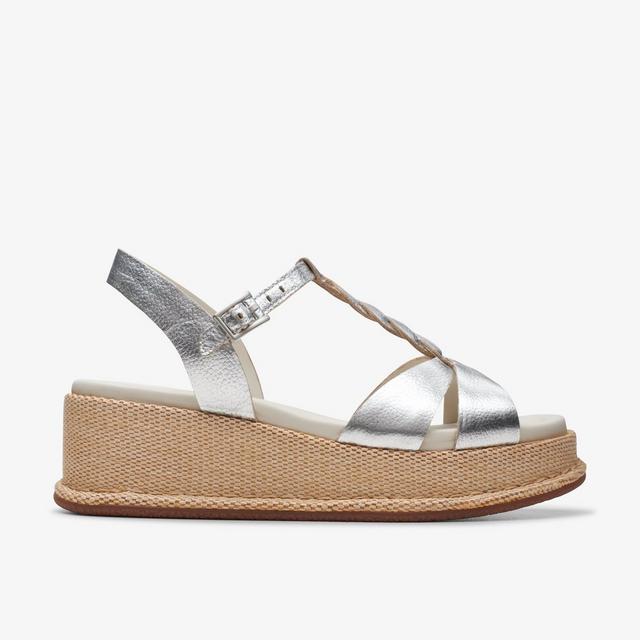 Clarks MUJERES Kimmei Twist Cuero Plata Kimmei Twist